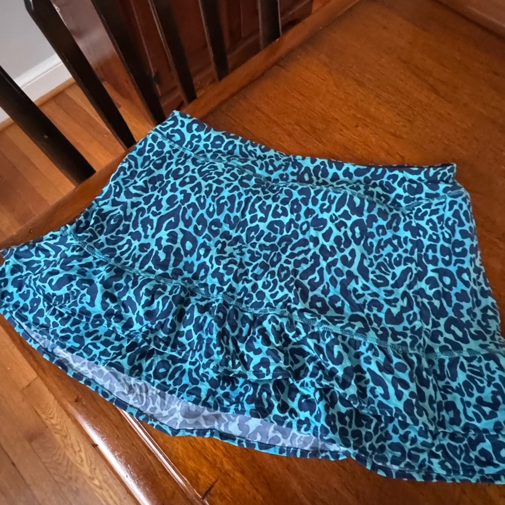 Lilly Pulitzer Teal and Black Leopard Print Skater Skirt
